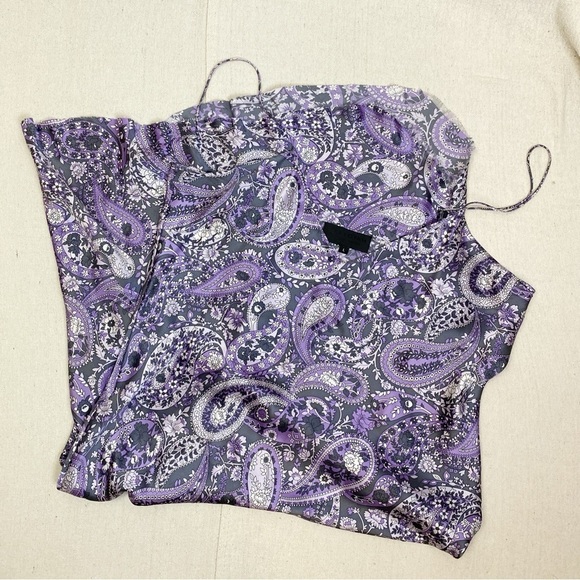 Nili Lotan Purple Paisley Silk Slip Dress Large - Picture 3 of 12